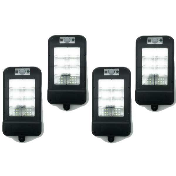 4xFaro LED Mini Lampione Solare 128 LED Per Esterno Con Sensore Di