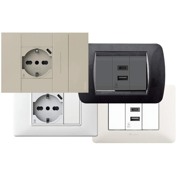 CARICATORE USB 3.0 4BOX 3A TIPO A E C 1 MODULO COMPATIBILE SERIE VIMAR PLANA 230