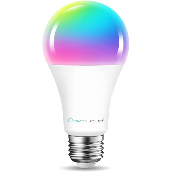 Homcloud Lampadina A70 Smart Wi-Fi LED Multicolore + Bianco CCT E27  Dimmerabile, 11W, 1050 Lumen, Controllo con APP, Smart Life