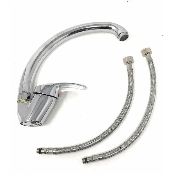 Miscelatore Canna Alta Flessibile Per Cucina – Rubinetti Monocomando Nero – Arco Alto
