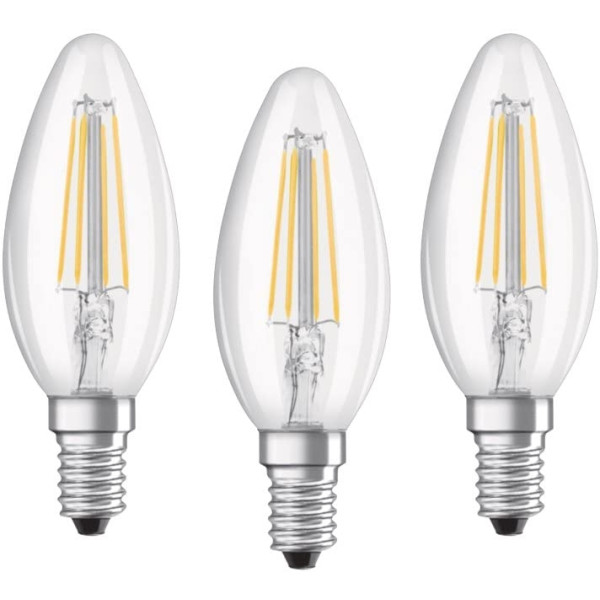 Osram Lampadine A Candela LED 4W Attacco E14 Luce Naturale 4000K Confezione  da 3