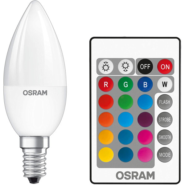 6x Osram Set 2 Lampadine 4.5W LED RGB + Warm White 2700K E14 Con Telecomando