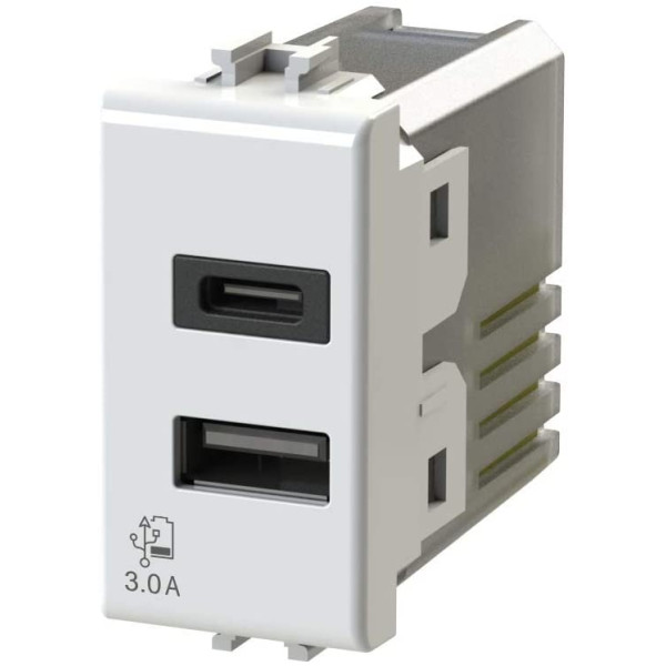 4BOX 4B.AM.USB.30 Presa USB da muro 3 Ampere Compatibile con Bticino Matix  Bianca