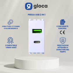 gloca Set 2 Prese USB 2 IN...